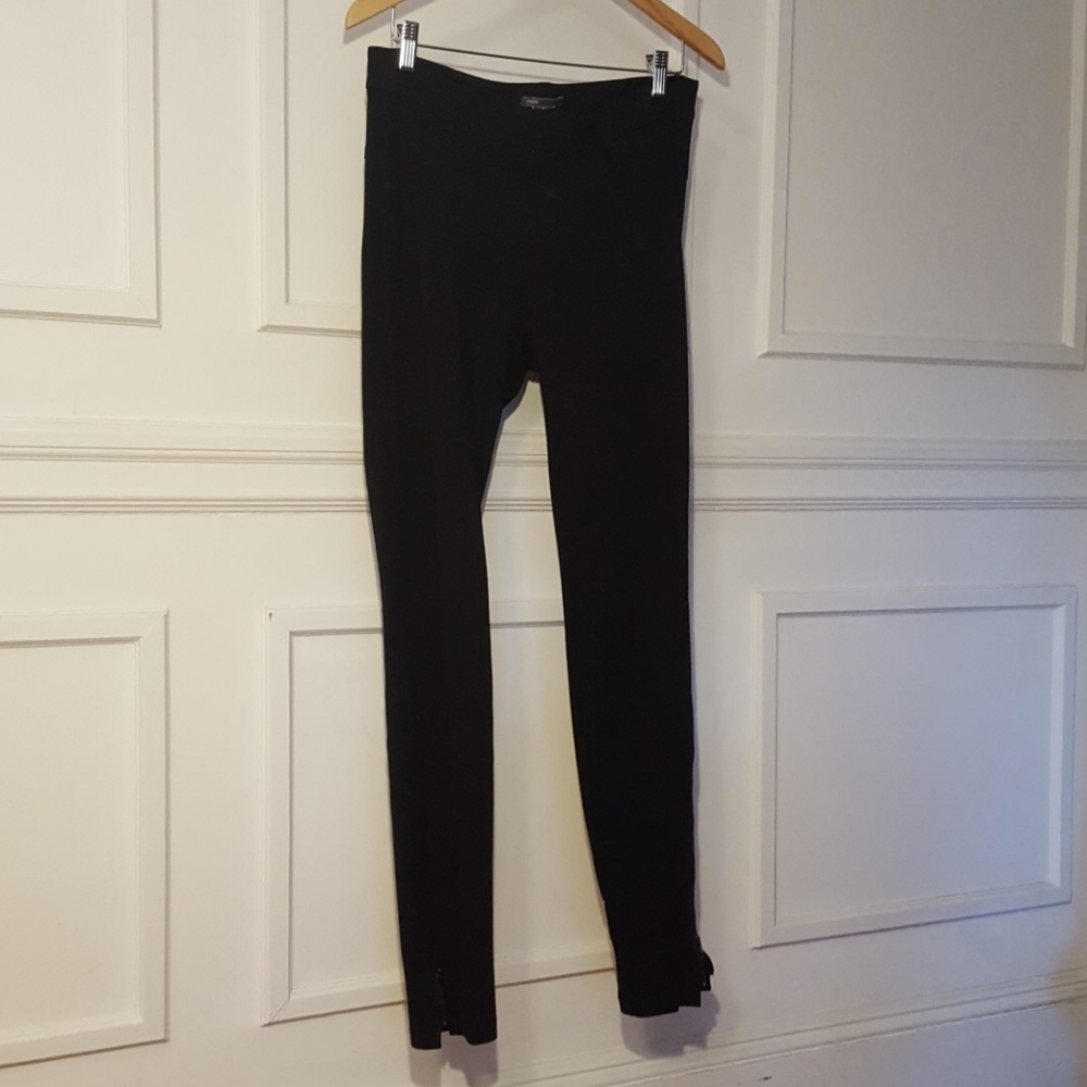 Vince black stretch leggings with ankle zips